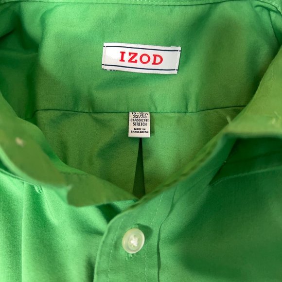 🧧SALE🧧 Izod Mens Button Down Shirt Classic Fit Stretch Green Classic M - Picture 6 of 7